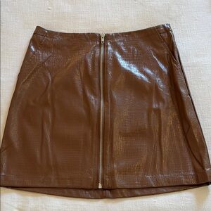 Brown Faux Leather Skirt